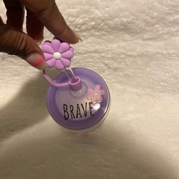 Custom made glass cup with straw and topper - Picture 4 of 5